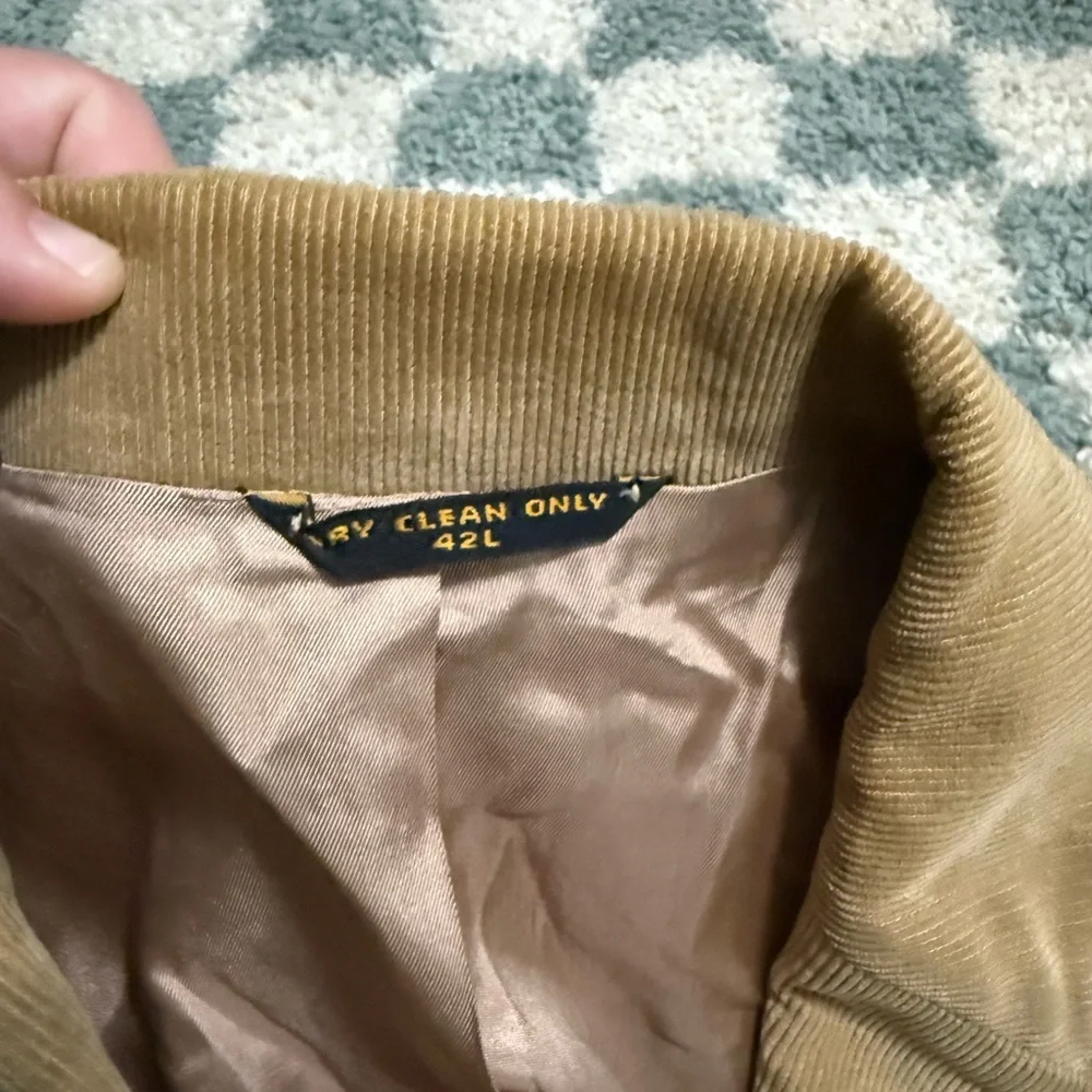 HAGGAR USA Vintage Tan Corduroy 2 Basket Weave Button Blazer Jacket 70s Retro 42